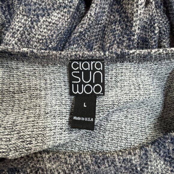 Clara Sun Woo Womens Python Snake Print Sweater Top Large Gray Stretch Pullover - Picture 3 of 7